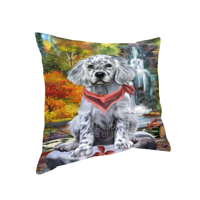 Scenic Waterfall English Setter Dog Pillow with Top Quality High-Resolution Images - Ultra Soft Pet Pillows for Sleeping - Reversible & Comfort - Ideal Gift for Dog Lover - Cushion for Sofa Couch Bed - 100% Polyester, PILA92677