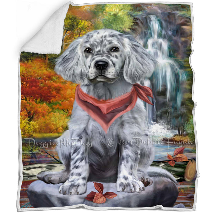 Scenic Waterfall English Setter Dog Blanket BLNKT142555