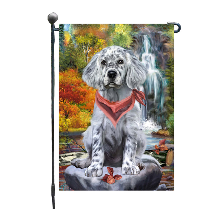 Scenic Waterfall English Setter Dog Garden Flags Outdoor Decor for Homes and Gardens Double Sided Garden Yard Spring Decorative Vertical Home Flags Garden Porch Lawn Flag for Decorations GFLG68109