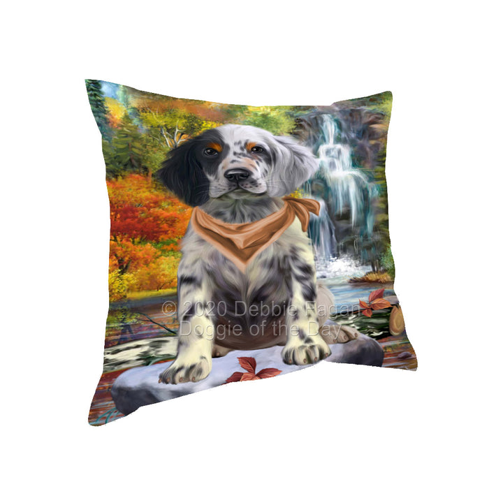 Scenic Waterfall English Setter Dog Pillow with Top Quality High-Resolution Images - Ultra Soft Pet Pillows for Sleeping - Reversible & Comfort - Ideal Gift for Dog Lover - Cushion for Sofa Couch Bed - 100% Polyester, PILA92680