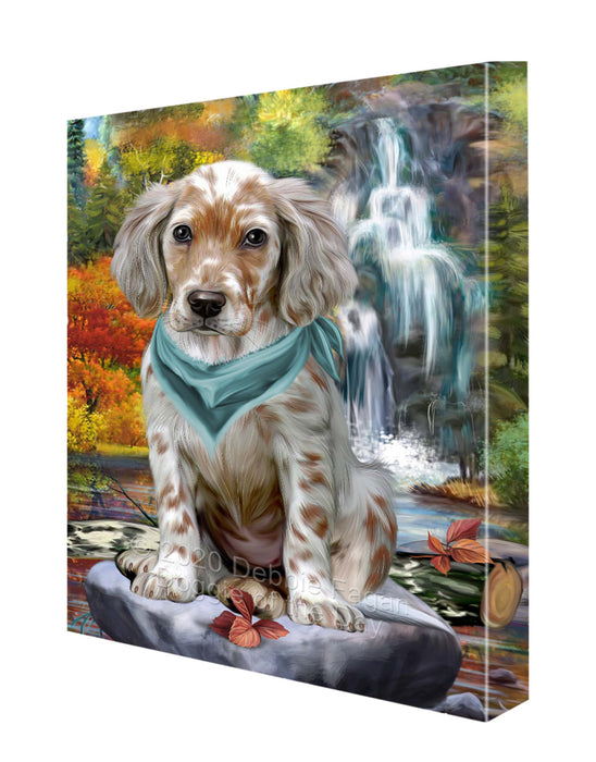 Scenic Waterfall English Setter Dog Canvas Wall Art - Premium Quality Ready to Hang Room Decor Wall Art Canvas - Unique Animal Printed Digital Painting for Decoration CVS382