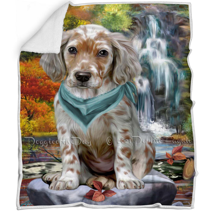 Scenic Waterfall English Setter Dog Blanket BLNKT142557