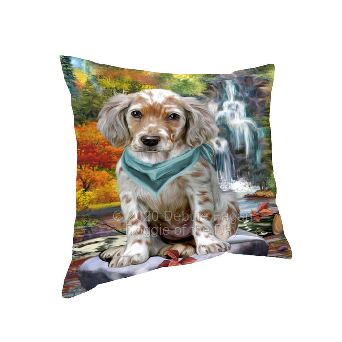 Scenic Waterfall English Setter Dog Pillow with Top Quality High-Resolution Images - Ultra Soft Pet Pillows for Sleeping - Reversible & Comfort - Ideal Gift for Dog Lover - Cushion for Sofa Couch Bed - 100% Polyester, PILA92683