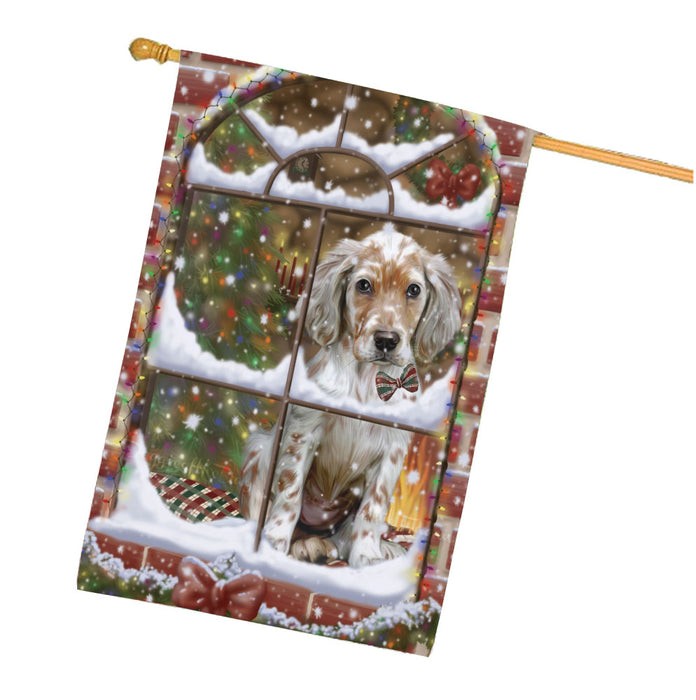 Please come Home for Christmas English Setter Dog House Flag Outdoor Decorative Double Sided Pet Portrait Weather Resistant Premium Quality Animal Printed Home Decorative Flags 100% Polyester FLG67992