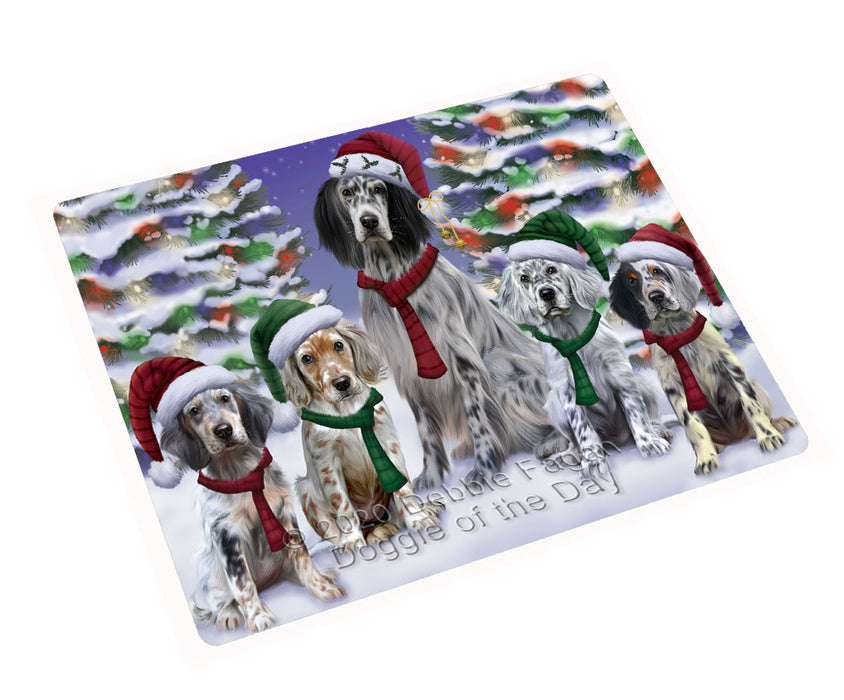 Christmas Happy Holidays English Setter Dogs Family Portrait Refrigerator/Dishwasher Magnet - Kitchen Decor Magnet - Pets Portrait Unique Magnet - Ultra-Sticky Premium Quality Magnet