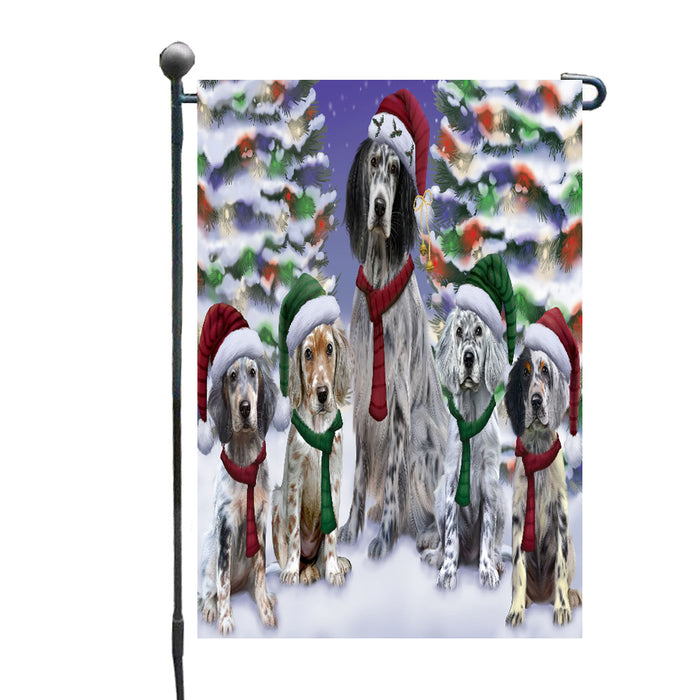 Christmas Happy Holidays English Setter Dogs Family Portrait Garden Flags Outdoor Decor for Homes and Gardens Double Sided Garden Yard Spring Decorative Vertical Home Flags Garden Porch Lawn Flag for Decorations