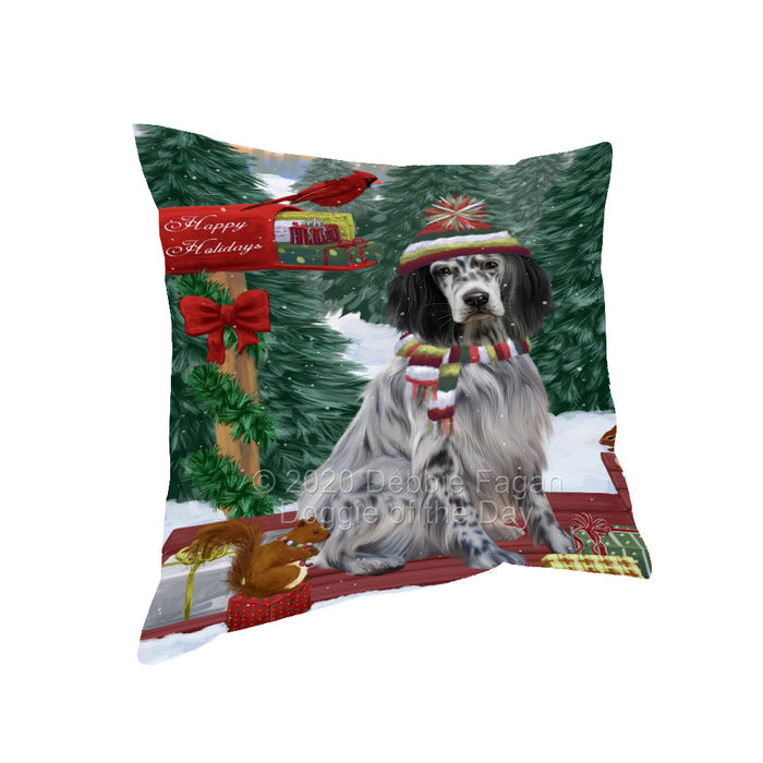 Christmas Woodland Sled English Setter Dog Pillow with Top Quality High-Resolution Images - Ultra Soft Pet Pillows for Sleeping - Reversible & Comfort - Ideal Gift for Dog Lover - Cushion for Sofa Couch Bed - 100% Polyester, PILA93598