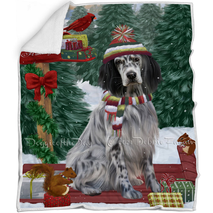 Merry Christmas Woodland Sled English Setter Blanket BLNKT142715