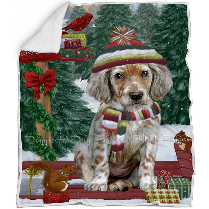 Merry Christmas Woodland Sled English Setter Blanket BLNKT142716