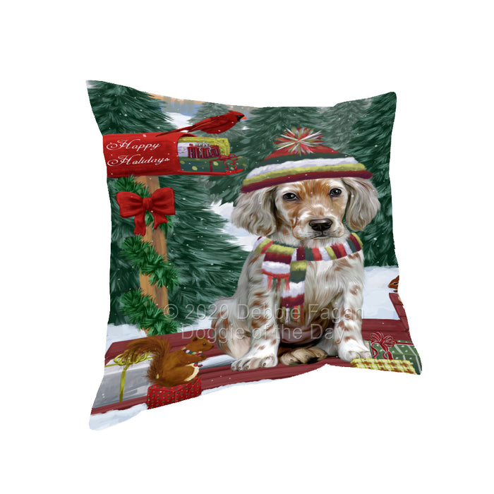 Christmas Woodland Sled English Setter Dog Pillow with Top Quality High-Resolution Images - Ultra Soft Pet Pillows for Sleeping - Reversible & Comfort - Ideal Gift for Dog Lover - Cushion for Sofa Couch Bed - 100% Polyester, PILA93601