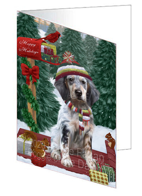 Christmas Woodland Sled English Setter Dog Handmade Artwork Assorted Pets Greeting Cards and Note Cards with Envelopes for All Occasions and Holiday Seasons