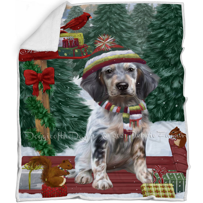 Merry Christmas Woodland Sled English Setter Blanket BLNKT142717