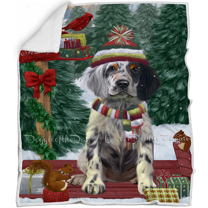 Merry Christmas Woodland Sled English Setter Blanket BLNKT142718
