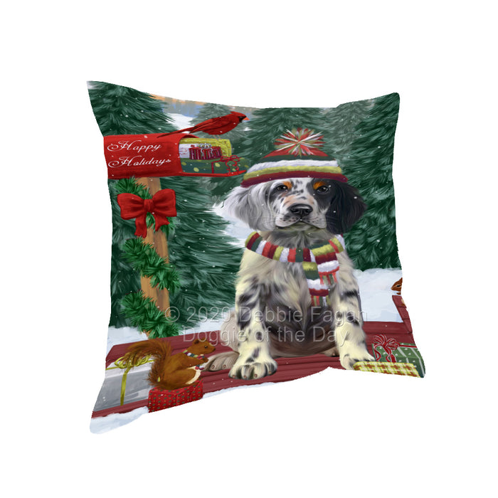 Christmas Woodland Sled English Setter Dog Pillow with Top Quality High-Resolution Images - Ultra Soft Pet Pillows for Sleeping - Reversible & Comfort - Ideal Gift for Dog Lover - Cushion for Sofa Couch Bed - 100% Polyester, PILA93607