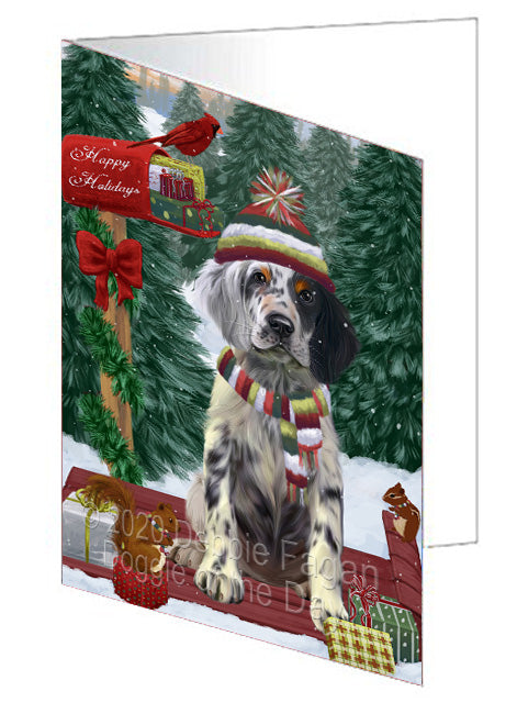 Christmas Woodland Sled English Setter Dog Handmade Artwork Assorted Pets Greeting Cards and Note Cards with Envelopes for All Occasions and Holiday Seasons