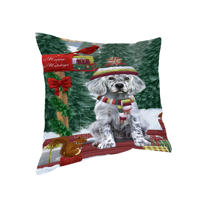 Christmas Woodland Sled English Setter Dog Pillow with Top Quality High-Resolution Images - Ultra Soft Pet Pillows for Sleeping - Reversible & Comfort - Ideal Gift for Dog Lover - Cushion for Sofa Couch Bed - 100% Polyester, PILA93610