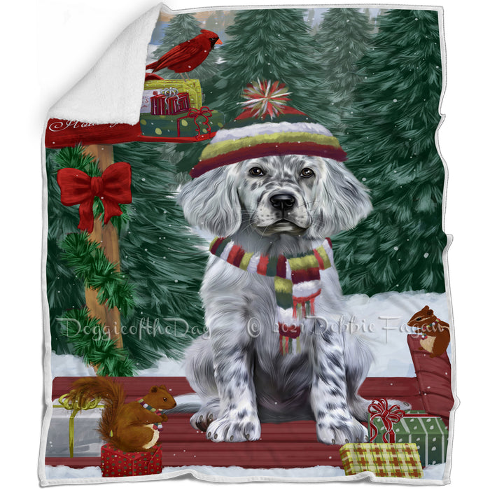 Merry Christmas Woodland Sled English Setter Blanket BLNKT142719