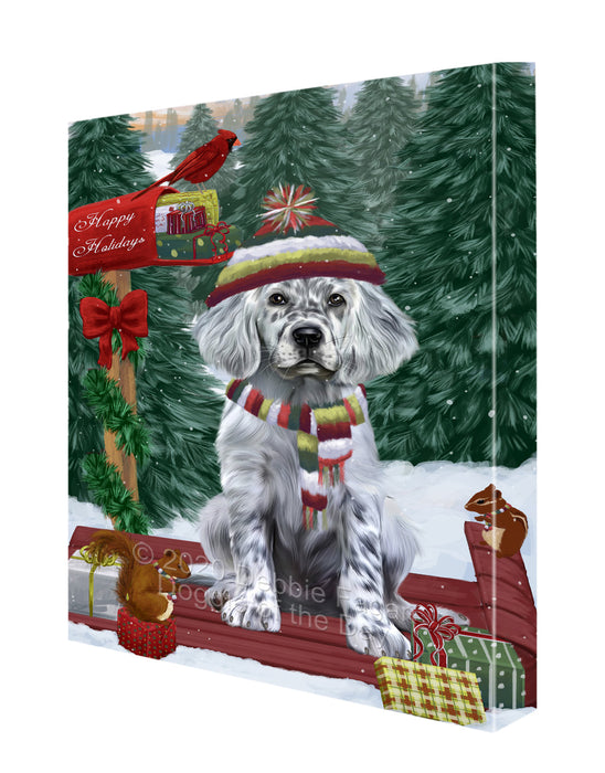 Christmas Woodland Sled English Setter Dog Canvas Wall Art - Premium Quality Ready to Hang Room Decor Wall Art Canvas - Unique Animal Printed Digital Painting for Decoration CVS595