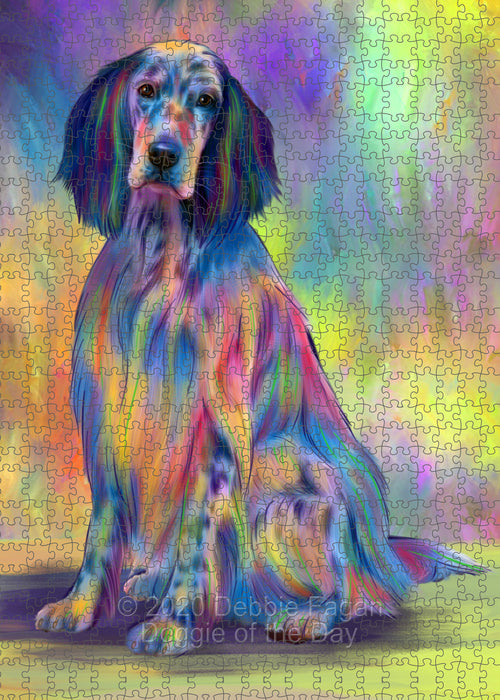 Paradise Wave English Setter Dog Portrait Jigsaw Puzzle for Adults Animal Interlocking Puzzle Game Unique Gift for Dog Lover's with Metal Tin Box