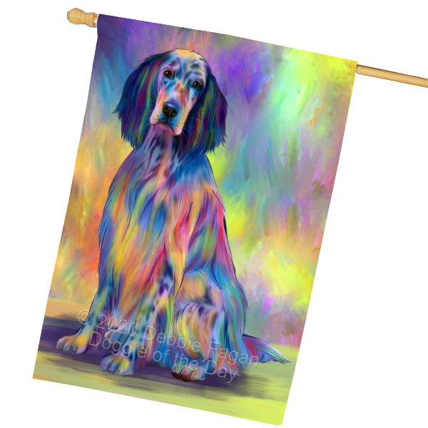 Paradise Wave English Setter Dog House Flag Outdoor Decorative Double Sided Pet Portrait Weather Resistant Premium Quality Animal Printed Home Decorative Flags 100% Polyester