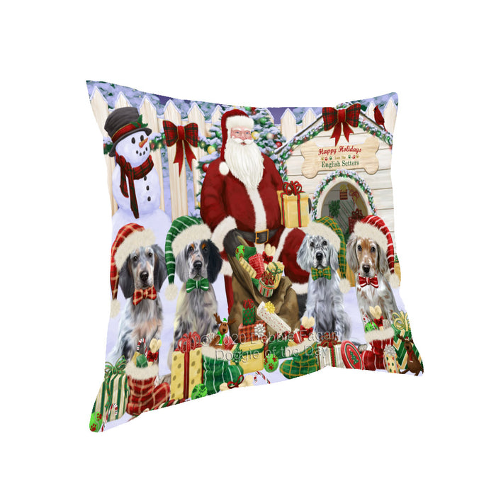 Christmas Dog house Gathering English Setter Dogs Pillow with Top Quality High-Resolution Images - Ultra Soft Pet Pillows for Sleeping - Reversible & Comfort - Ideal Gift for Dog Lover - Cushion for Sofa Couch Bed - 100% Polyester