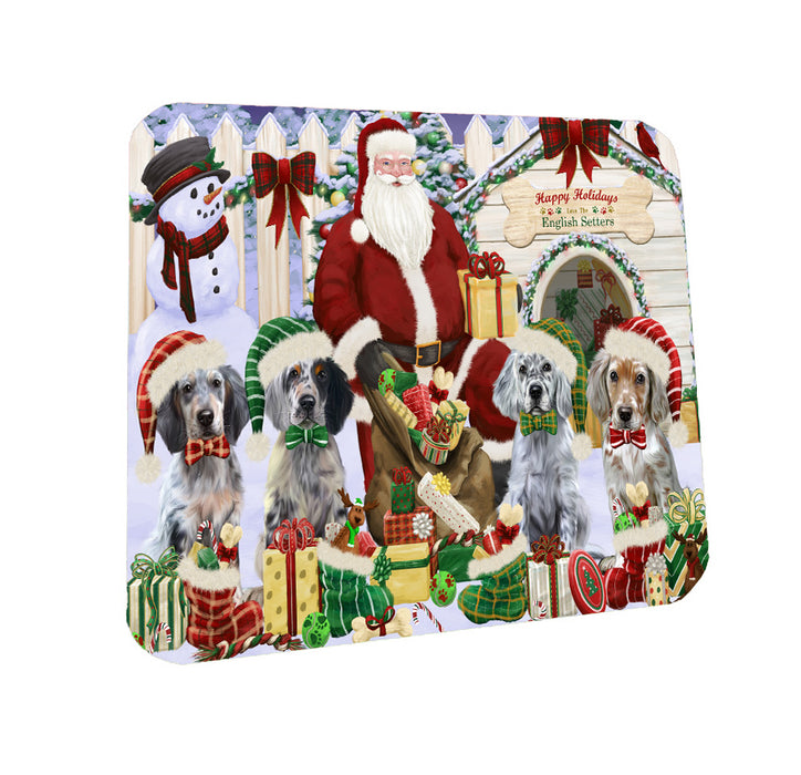 Christmas Dog house Gathering English Setter Dogs Coasters Set of 4 CSTA58395