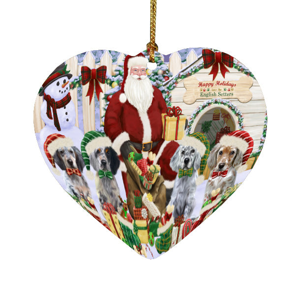 Christmas Dog house Gathering English Setter Dogs Heart Christmas Ornament HPORA59156
