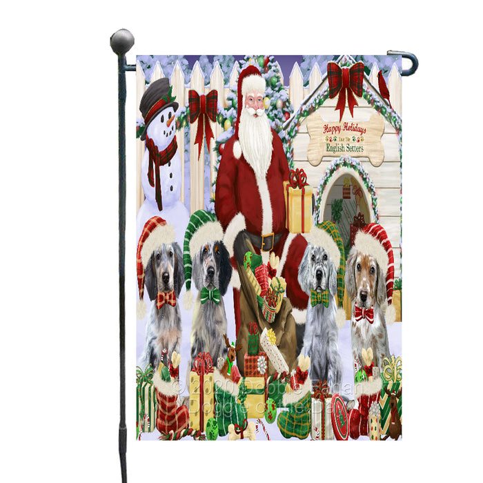 Christmas Dog house Gathering English Setter Dogs Garden Flags Outdoor Decor for Homes and Gardens Double Sided Garden Yard Spring Decorative Vertical Home Flags Garden Porch Lawn Flag for Decorations