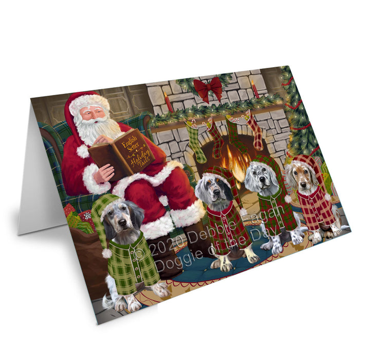 Christmas Dog house Gathering English Setter Dogs Handmade Artwork Assorted Pets Greeting Cards and Note Cards with Envelopes for All Occasions and Holiday Seasons