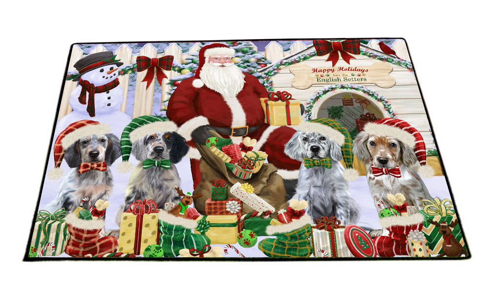 Christmas Dog house Gathering English Setter Dogs Floormat FLMS55717