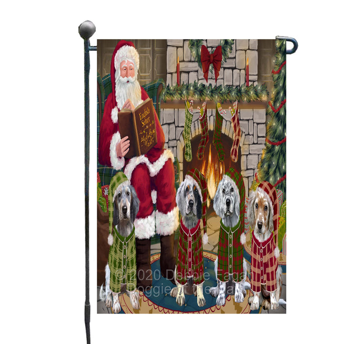 Christmas Cozy Fire Holiday Tails English Setter Dogs Garden Flags Outdoor Decor for Homes and Gardens Double Sided Garden Yard Spring Decorative Vertical Home Flags Garden Porch Lawn Flag for Decorations