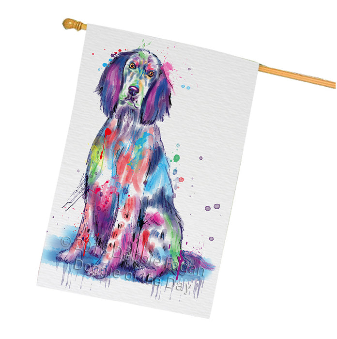 Watercolor English Setter Dog House Flag FLG65218