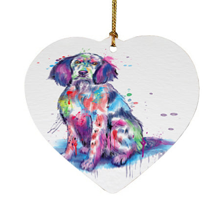 Watercolor English Setter Dog Heart Christmas Ornament HPOR57435