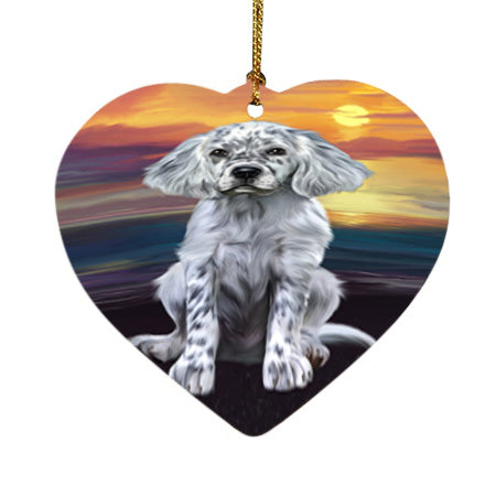 Sunset English Setter Dog Heart Christmas Ornament HPOR58023