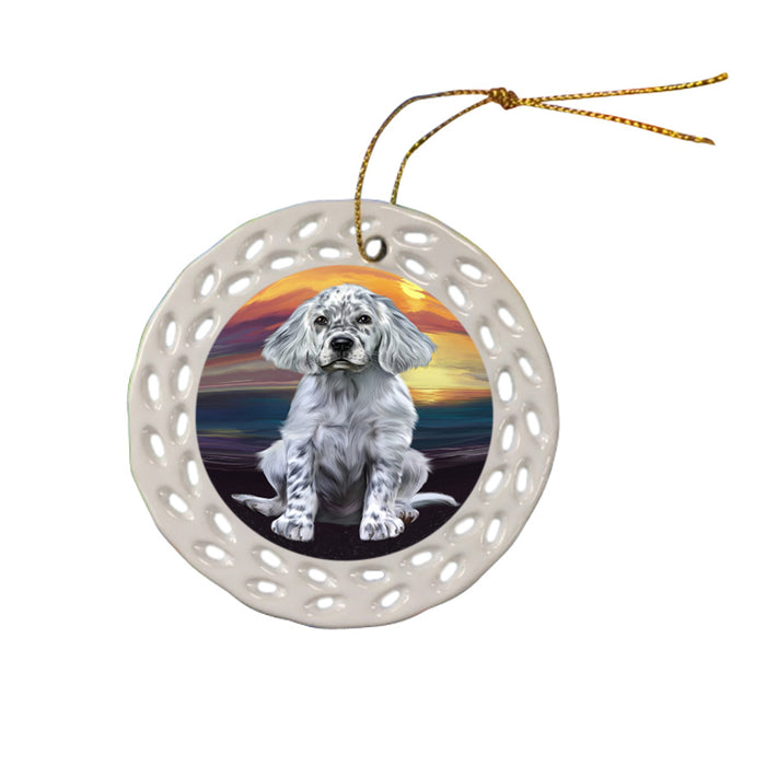 Sunset English Setter Dog Ceramic Doily Ornament DPOR58023