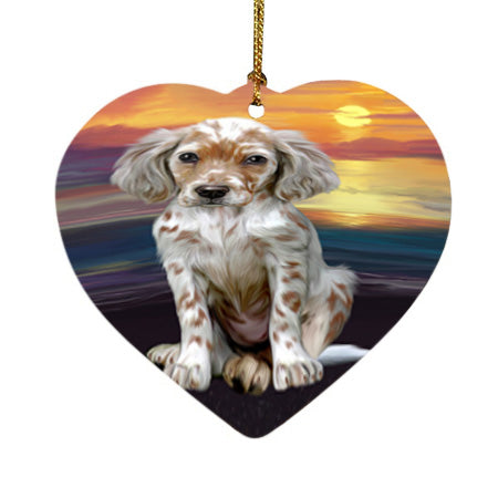 Sunset English Setter Dog Heart Christmas Ornament HPOR58024