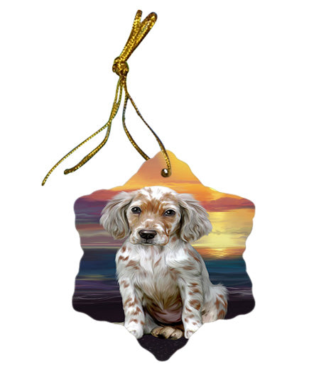 Sunset English Setter Dog Star Porcelain Ornament SPOR58024