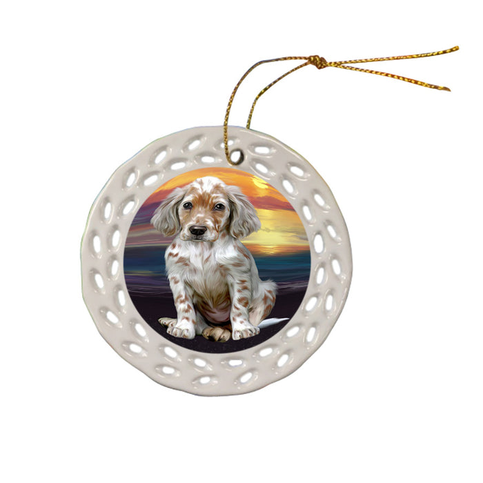 Sunset English Setter Dog Ceramic Doily Ornament DPOR58024