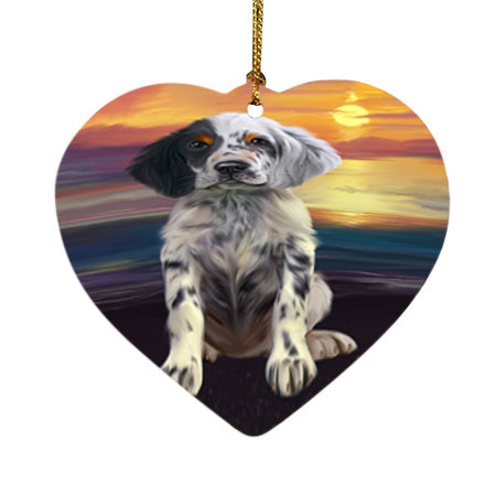 Sunset English Setter Dog Heart Christmas Ornament HPOR58025