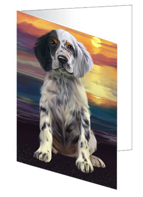Sunset English Setter Dog Handmade Artwork Assorted Pets Greeting Cards and Note Cards with Envelopes for All Occasions and Holiday Seasons GCD76919