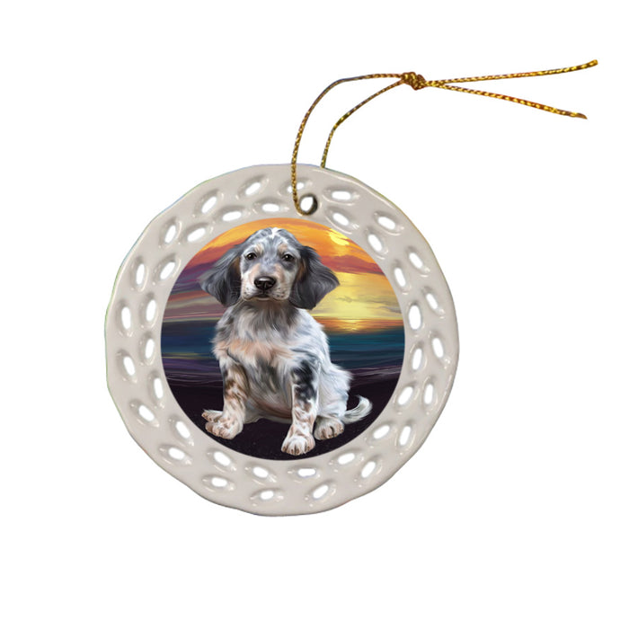 Sunset English Setter Dog Ceramic Doily Ornament DPOR58026