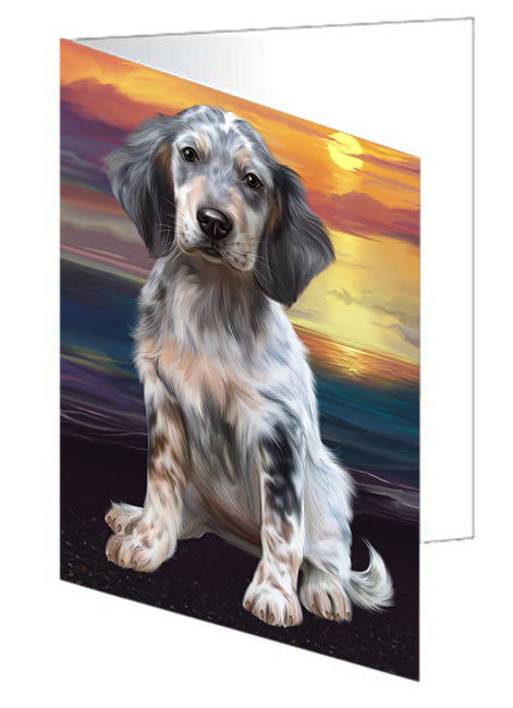 Sunset English Setter Dog Handmade Artwork Assorted Pets Greeting Cards and Note Cards with Envelopes for All Occasions and Holiday Seasons GCD76922