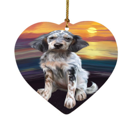 Sunset English Setter Dog Heart Christmas Ornament HPOR58026