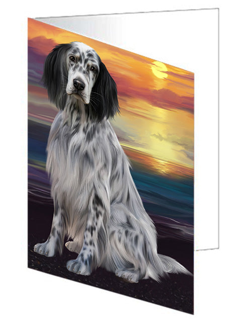 Sunset English Setter Dog Handmade Artwork Assorted Pets Greeting Cards and Note Cards with Envelopes for All Occasions and Holiday Seasons GCD76925