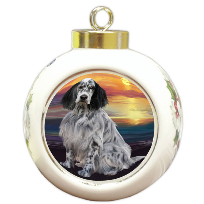 Sunset English Setter Dog Round Ball Christmas Ornament RBPOR58280