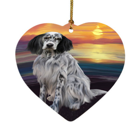 Sunset English Setter Dog Heart Christmas Ornament HPOR58027