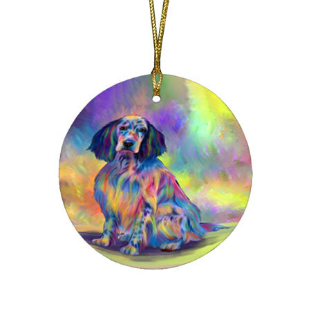 Paradise Wave English Setter Dog Round Flat Christmas Ornament RFPOR57063