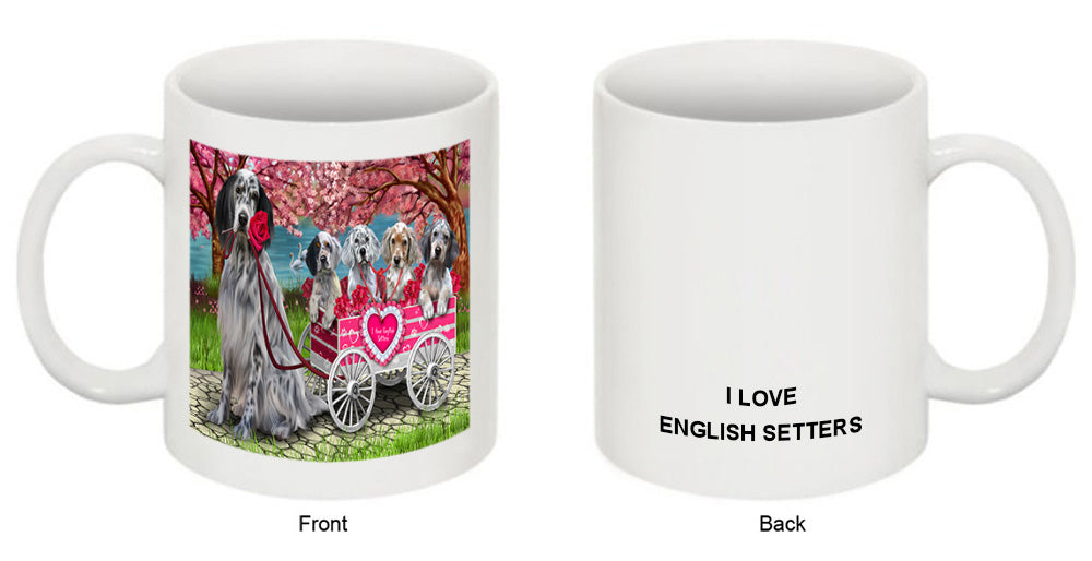 I Love English Setter Dogs in a Cart Coffee Mug MUG52514