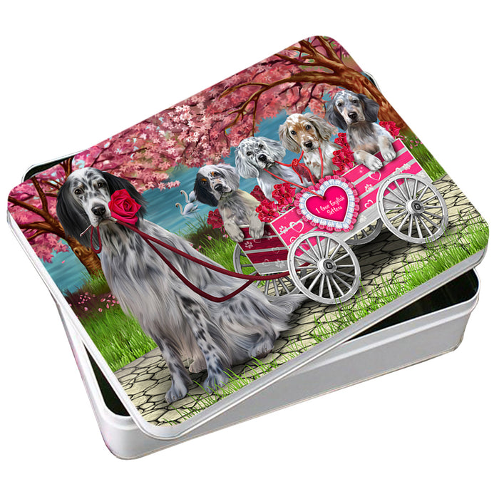 I Love English Setter Dogs in a Cart Photo Storage Tin PITN57059
