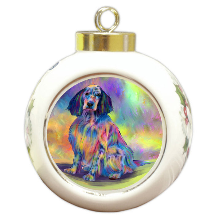 Paradise Wave English Setter Dog Round Ball Christmas Ornament RBPOR57063